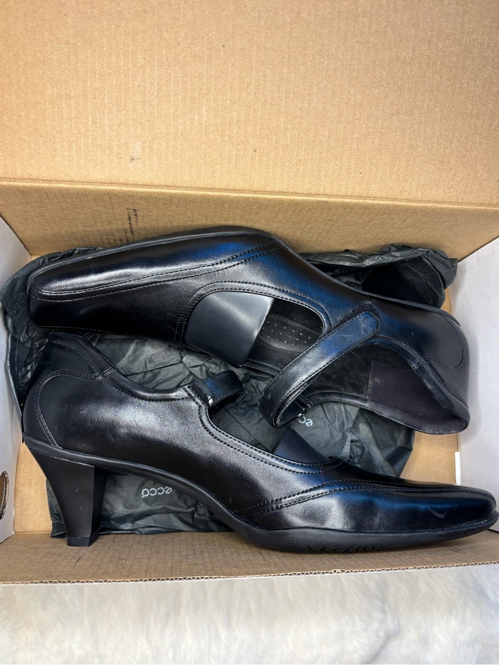 NWB ECCO London Mary Jane Women Black Leather Heels - Picture 9 of 11